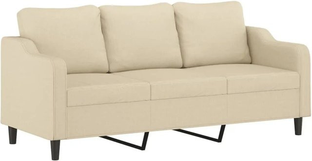 vidaXL 3-Sitzer-Sofa in Beige aus Stoff mit Metallrahmen, Breite: 198 cm, Tiefe: 80 cm, Höhe: 77 cm - Bild 1