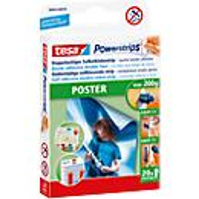 tesa Powerstrips Poster doppelseitiger Klebestreifen Weiß 20 Stück - Bild 5