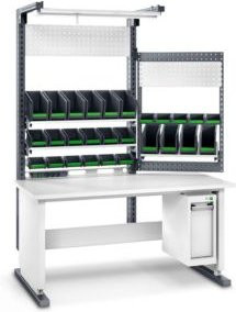 Bott Arbeitsplatzsystem Avero Komplettmodul 3, höhenverstellbar, HPL beschichtete Spanplatte, Belastbarkeit bis 300 kg, lichtgrau/anthrazitgrau - Bild 1