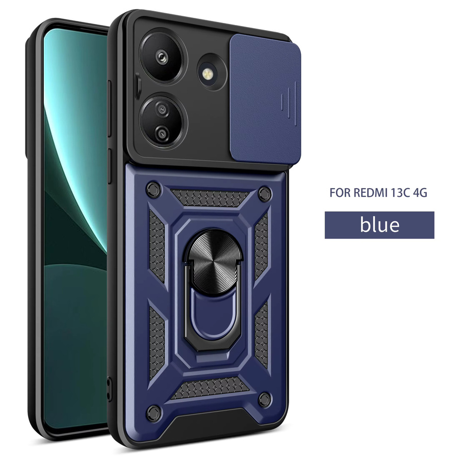 Xiaomi Poco C65 Handyhülle mit magnetischem Ringhalter und Schiebe-Kameraschutz in Gold - Bild 2