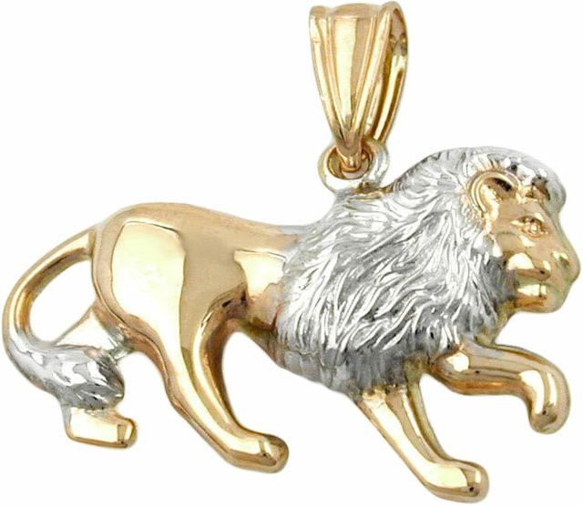 Gallay Anhänger Löwe, bicolor rhodiniert, 9Kt Gold, Unisex, 23x15mm - Bild 1