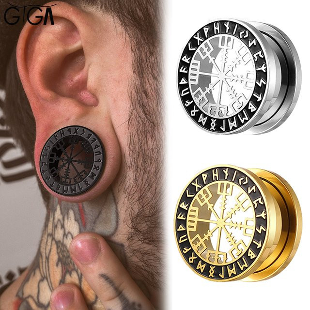 URROSE Ohrstecker 2er-Set, Tunnel und Expander, Edelstahl, Silber, Unisex - Bild 1