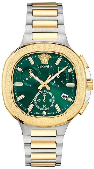 Versace Armbanduhr, Analoguhr, Quarz, Edelstahl, Gold, Grün, Damen - Bild 1