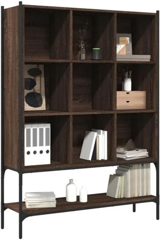 vidaxl Bücherregal in Braun Eichen-Optik aus Holzwerkstoff und Metall im Industrial-Design B: 102 cm, T: 30 cm, H: 141,5 cm - Bild 1