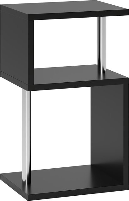 HOMCOM Beistelltisch mit 3-stufiger LED-Leuchte in S-Form, moderner Beistelltisch mit offenen Ablagen und Aluminiumgestell, Schwarz Glanz, B/T/H: 44 x 38 x 75 cm - Bild 1