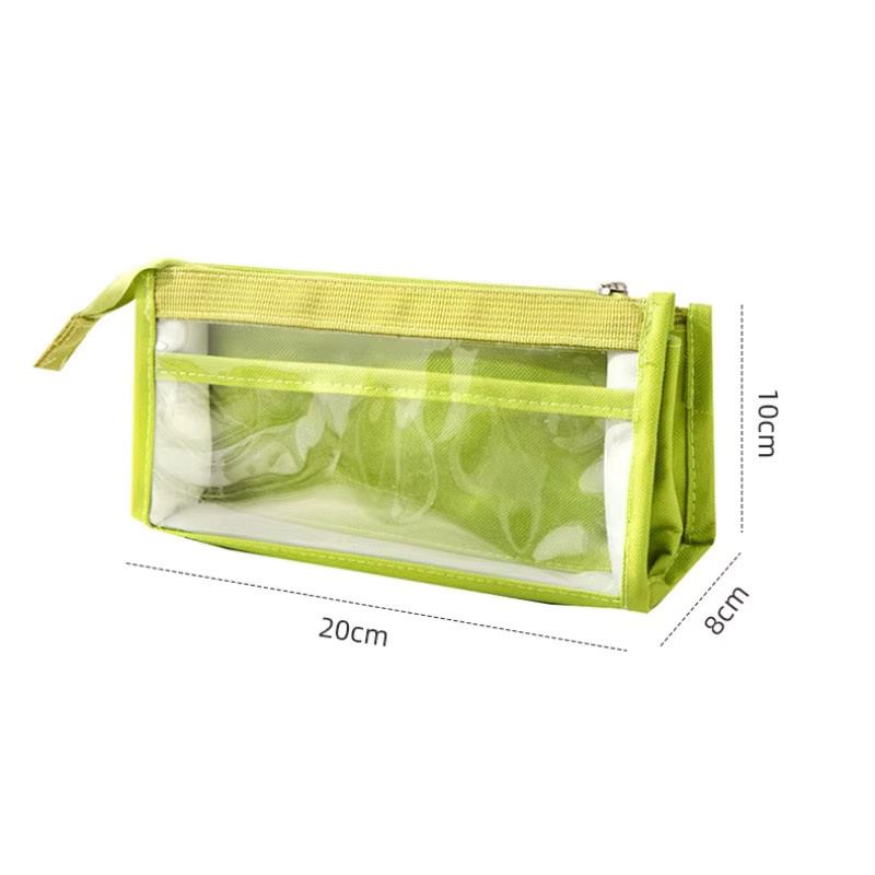 SQUMIDER Schreibwarentasche aus transparentem PVC mit 6 Fächern, wasserdichte Federmäppchen in Blau - Bild 2