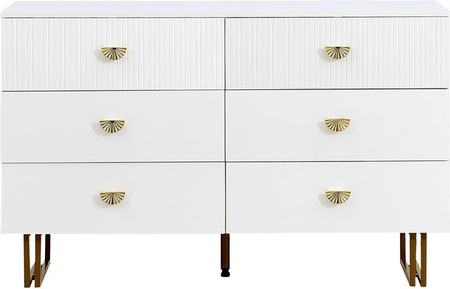 Modernes Sideboard von GL Store in Weiß mit goldenen Akzenten, B/T/H: 120 x 40 x 75 cm - Bild 1