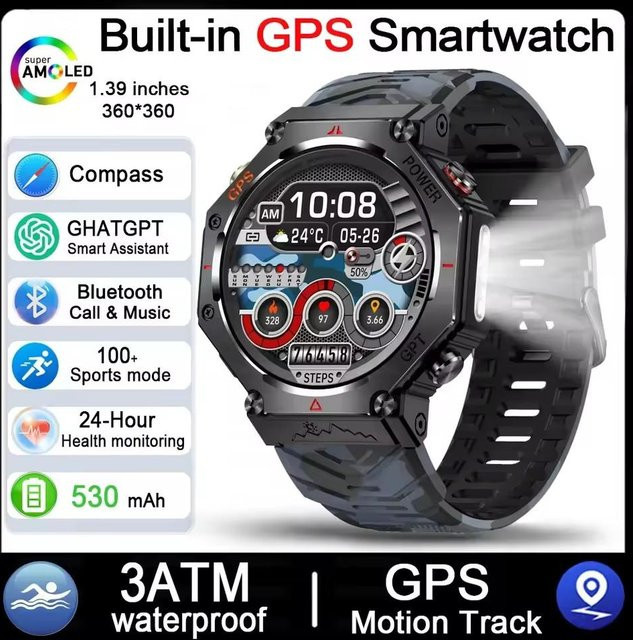 Lucky Start Smartwatch, Herren, Schwarz, Silikon, GPS, 3 ATM - Bild 1