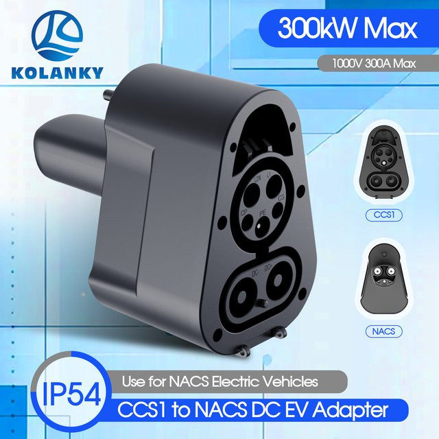 Kolanky NACS Auto EV-Ladegerät AC DC Schnelladapter CCS1 zu NACS 250KW Konverter in Schwarz - Bild 1