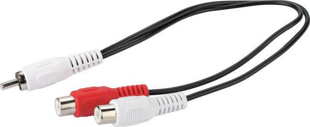 Schwaiger Cinch-Adapter mit 3 Steckplätzen für RCA und 3,5 mm Klinke in Schwarz, Weiß oder Rot - Bild 1