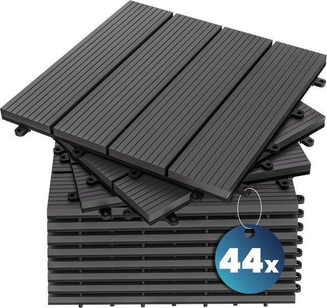 Casaria WPC Fliesen Klassik 44er-Set Anthrazit mit Click-System B/B: 30 x 30 cm - Bild 1
