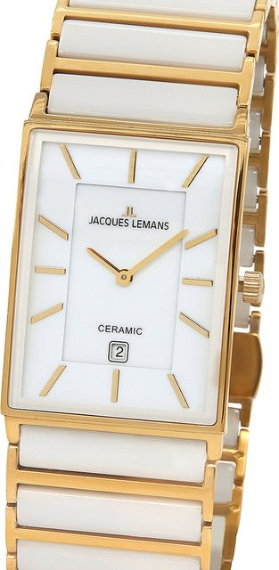 Jacques Lemans Damenuhr, Keramik, Quarz, Edelstahl, 32 mm, Weiß - Bild 1