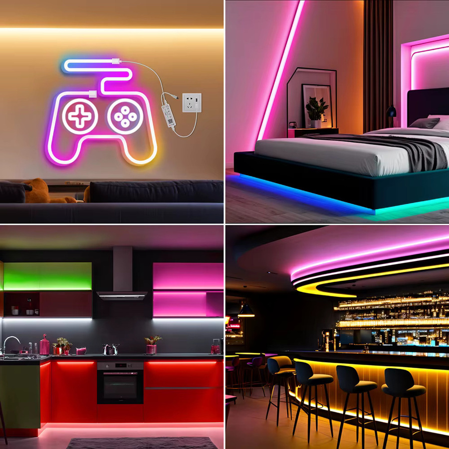 KISUFU RGBCCT Neon-LED-Streifenlicht mit Bluetooth und 28-Tasten-Fernbedienung, Wasserdichtes RGBWW Neon Flex Band mit 108 LED/m, 5V USB-Anschluss, Multicolour - Bild 6
