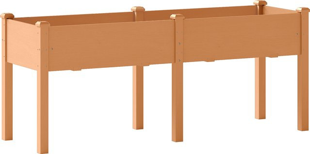 Outsunny Erhöhtes Hochbeet aus Holz in Braun mit 6 Ablauflöchern für Pflanzen, Blumen und Gemüse, B/T/H: 184 x 59 x 76,5 cm - Bild 1