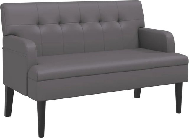 vidaXL Sitzbank mit Rückenlehne aus Kunstleder in Grau, B/T/H: 112 x 65,5 x 75 cm - Bild 1
