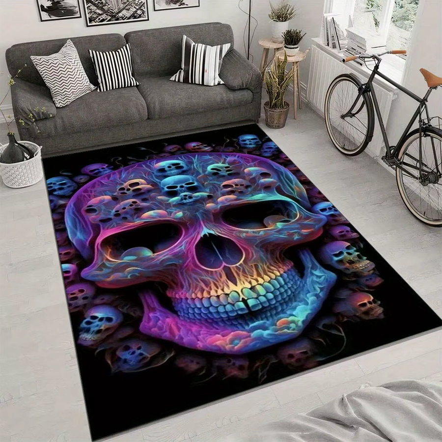 VIKAMA Teppich mit Totenkopfmuster in Multicolour, rutschfest und wasserabsorbierend, B/T: 60 x 40 cm - Bild 4