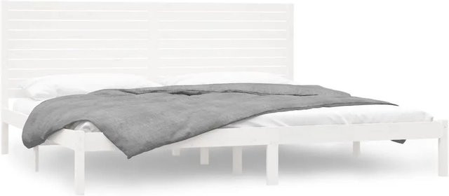 vidaXL Massivholzbett aus Kiefernholz in Weiß mit rustikaler Optik B/T/H: 200 x 200 x 206 cm - Bild 1