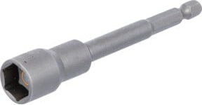 BGS Steckschlüssel-Einsatz Sechskant 2769 extra lang für Bohrmaschinen mit 6,3 mm 1/4 Zoll Außensechskant Antrieb in Silber aus Edelstahl SW 13 mm - Bild 1