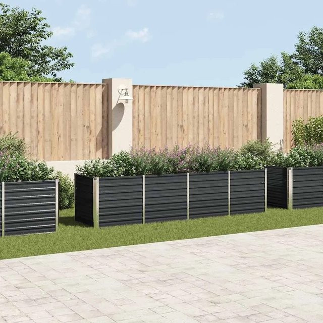 Furnicato Garten-Hochbeet aus verzinktem Stahl in Anthrazit mit modernem Design, B/T/H: 320 x 80 x 77 cm - Bild 1