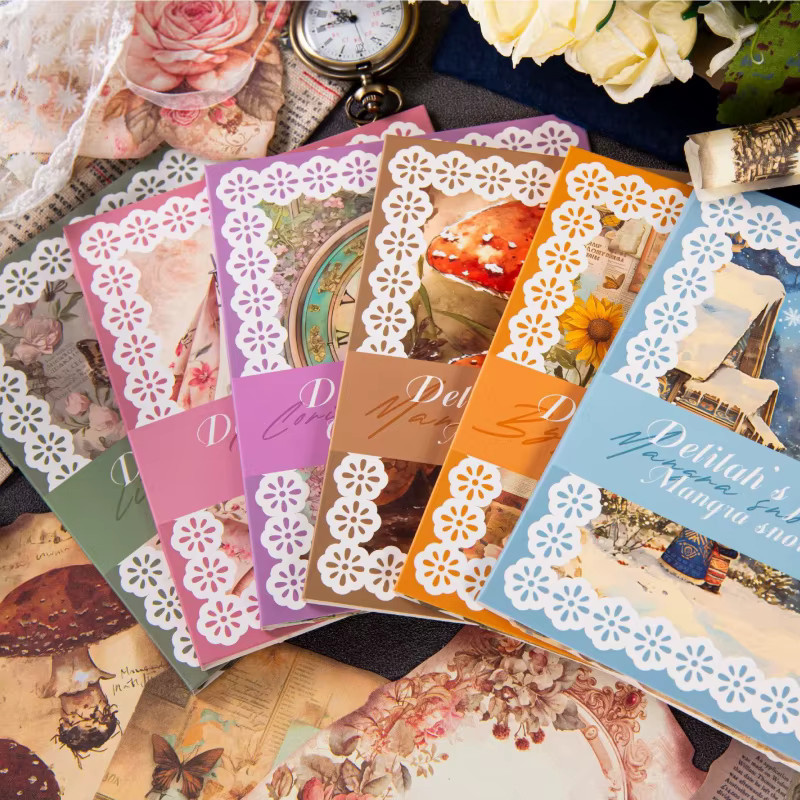24 Blatt dekoratives Papier im Vintage-Stil mit Retro-Distressed-Rand für dein Scrapbook und DIY-Projekte, Mehrfarbig - Bild 1