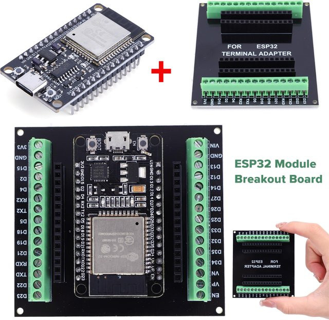 ESP-WROOM-32 ESP32-S Entwicklungsboard mit Bluetooth und WiFi, USB-C Anschluss, Schwarz - Bild 1