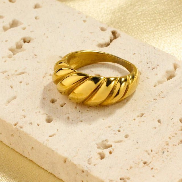 Lucky Star Jewelry Ring, Edelstahl, Goldfarben, Zirkon, Damen - Bild 1