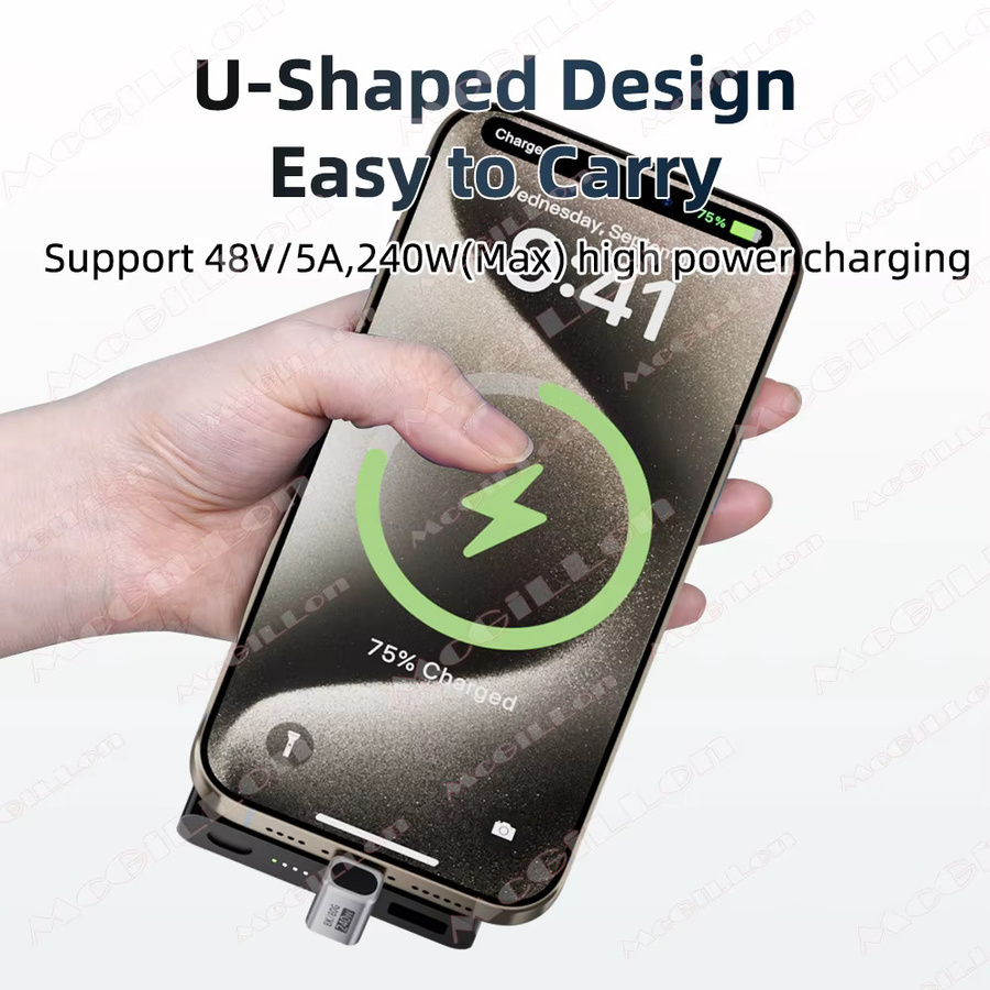 U-förmiger USB-C-Adapter PD 240 W in Schwarz mit 180 Grad Buchse für Thunderbolt 4/3 und 8K bei 60 Hz mit 80 Gbit/s Datenübertragung - Bild 2