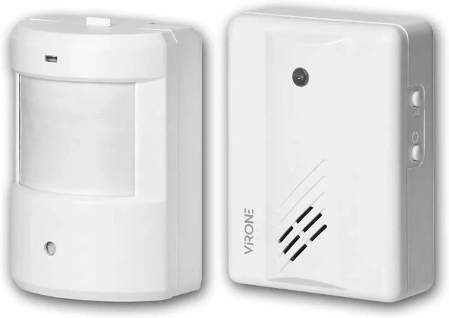 Virone Funk-Durchgangsmelder mit PIR-Sensor, 32 Töne, 70-80dB, WiFi und Batteriebetrieb, Farbe: Weiß - Bild 1