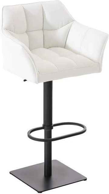 DELUKE Barhocker SIHAR höhenverstellbar mit Lehne und 360 Grad Drehung aus Kunstleder in Weiß und Schwarz, B/T/H: 64 x 45 x 88 cm - Bild 1
