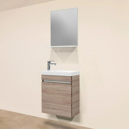 Sanotechnik Badmöbel-Set Nora in Eiche mit Spiegel und Mineralguss, Breite: 48 cm