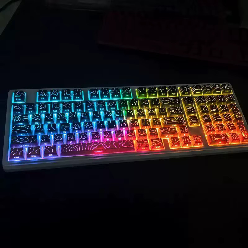 New Contour 4.0 Gaming-Tastenkappen Set für mechanische Tastaturen mit Magnetschaltern, 97 Tasten, PBT, weiß und durchscheinend, seitlich graviert - Bild 2