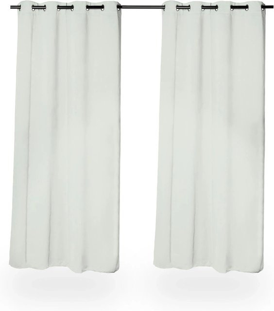 Relaxdays Vorhänge 2er Set Grau blickdicht aus Polyester mit Ösen, Höhe: 245 cm, Breite: 135 cm - Bild 1