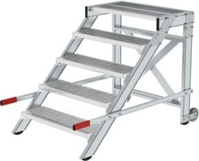 Günzburger Aluminium-Arbeitspodest fahrbar mit 5 Stufen, Farbe: Silber, Stufenbreite: 80 cm - Bild 1
