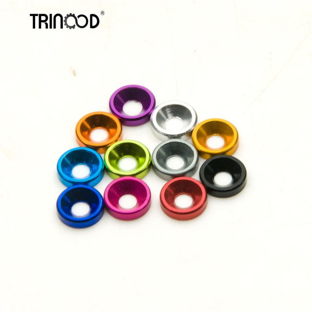 TRINOOD 10 Stück M3 3 mm bunte eloxierte Senkkopfschrauben mit Unterlegscheiben und Dichtungen für 1/10 RC Auto - Bild 1