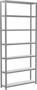 Schulte Grundregal Steckregal MULTIplus250 in Silber mit 7 Fachböden und Kreuzstrebe, B/T/H: 300 x 130 x 3 cm - Bild 1