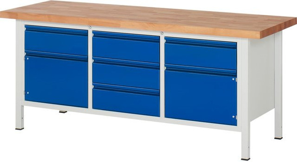 Rau Werkbank Basic Serie Modell 8568-2 aus Stahl und Holz in Blau