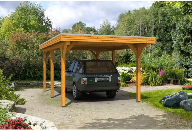 Skan Holz Carport Spessart aus Fichte Leimholz in Beige mit B: 355 cm, T: 604 cm und H: 243 cm - Bild 1