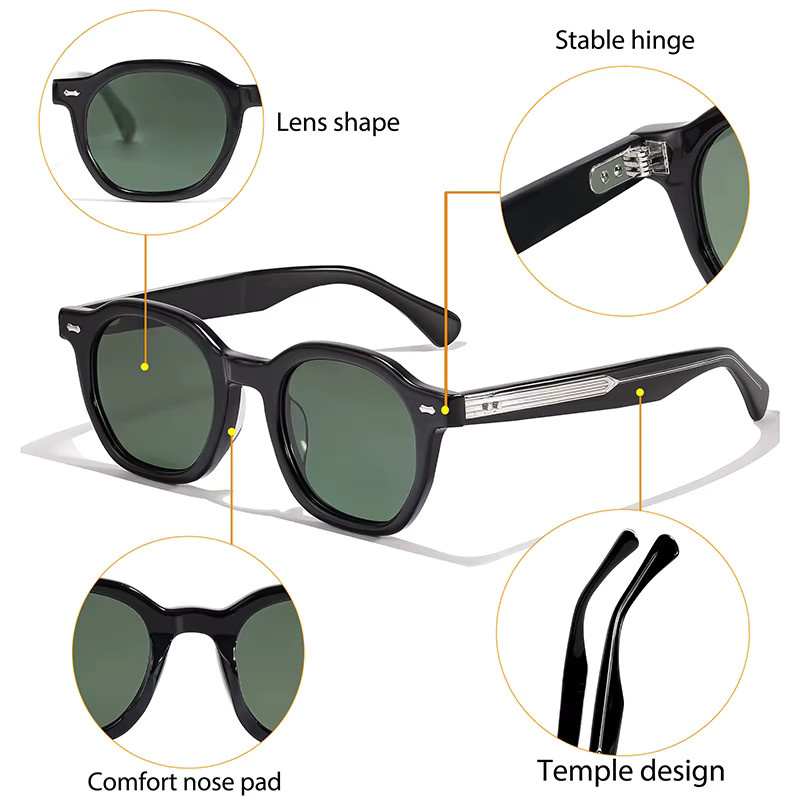 HBK Sonnenbrille, Unisex, Vollrand, Rund, Acetat, Schwarz - Bild 3