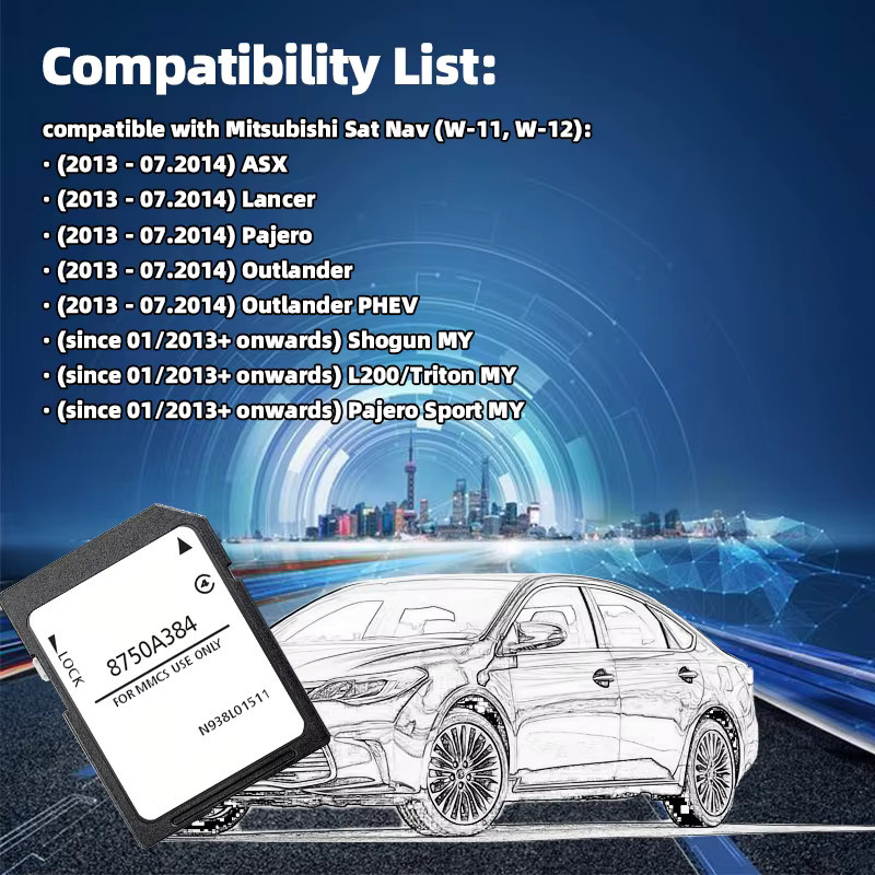 NAVINESA SD-Navigationskarte für Mitsubishi Outlander Pajero ASX Lancer mit aktualisierter EU UK Karte MMCS 8750A384 GPS W11 W12 - Bild 2