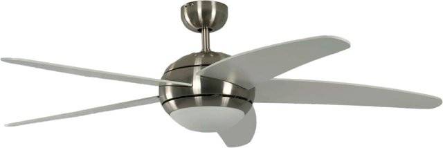 Pepeo Deckenventilator Melton in Silber Matt Weiß mit Beleuchtung und Fernbedienung, Durchmesser: 132 cm - Bild 1