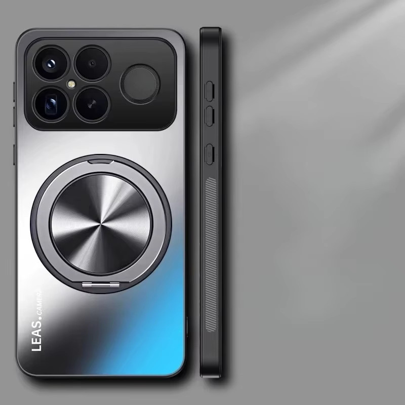 AG Frosted Stand Case für POCO F8 Ultra und POCO F8 Pro mit magnetischem Ringhalter, matte Bumper Schutzhülle, transparent/grau - Bild 1