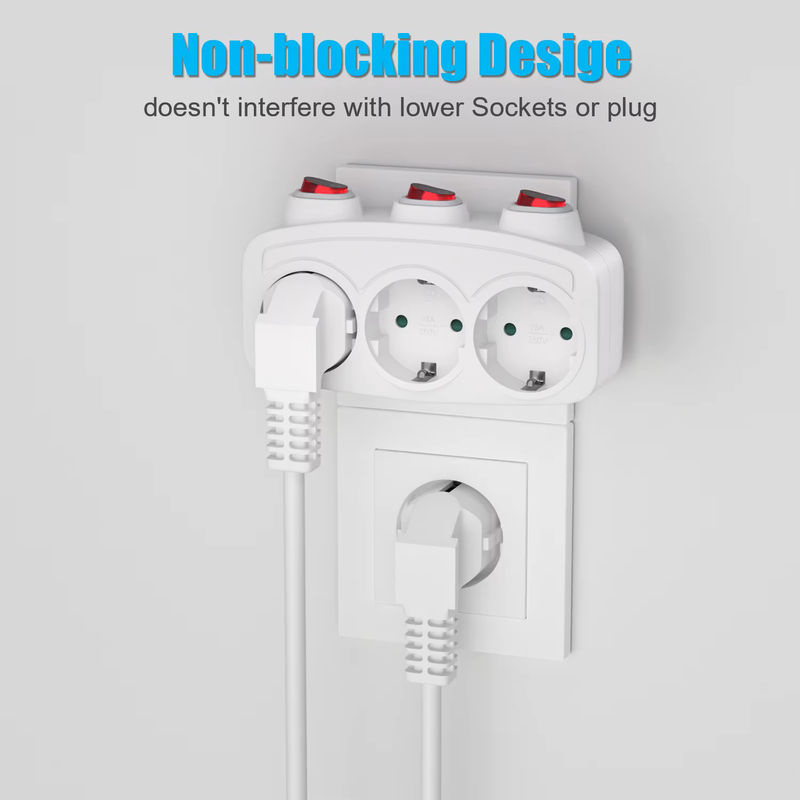 HITRENDS Doppelsteckdosenadapter Schuko EU-Konvertierungsstecker mit Schalter EIN/AUS in Weiß - Bild 3