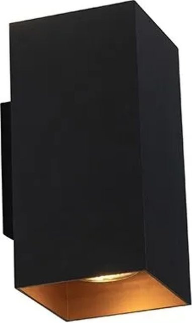 QAZQA Design Wandleuchte quadratisch in Schwarz mit goldener Innenseite, dimmbar, Up-Down Lichteffekt für Wohnzimmer, Flur oder Büro - Bild 1