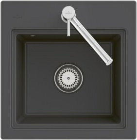 Villeroy & Boch Spüle Subway Style 50 bündig aus Keramik in Grau mit Ablaufgarnitur und Armatur in Chrom, rechts - Bild 1