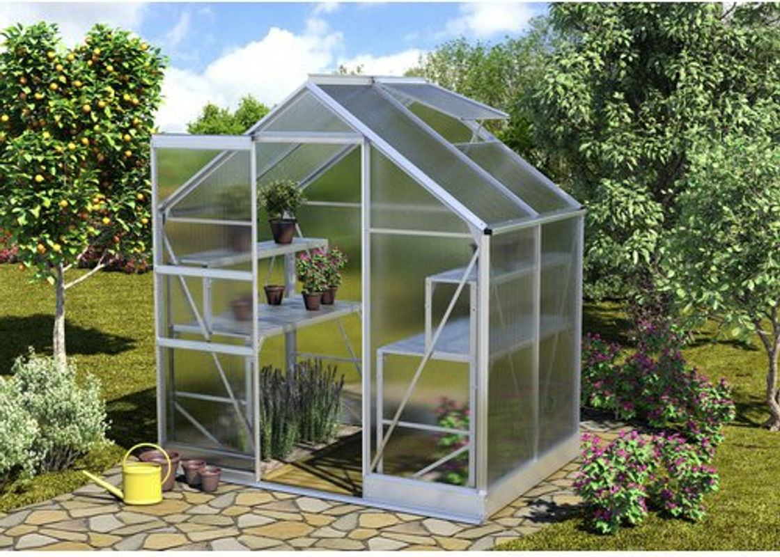 Vitavia Gewächshaus Apollo 2500 aus eloxiertem Aluminium mit 6 mm HKP, 2,5 m² in Silber - Bild 4
