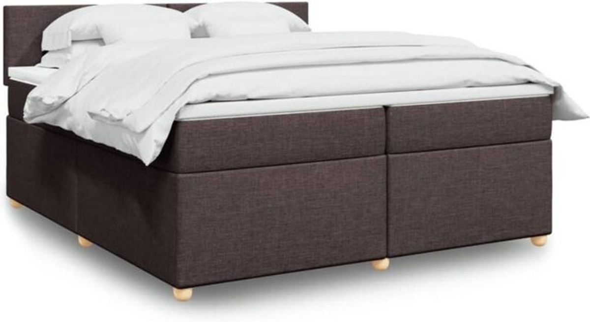 Vidaxl Boxspringbett mit Matratze in Braun und Weiß aus Stoff und Holzwerkstoff, B/T/H: 200 x 200 x 100,5 cm - Bild 1