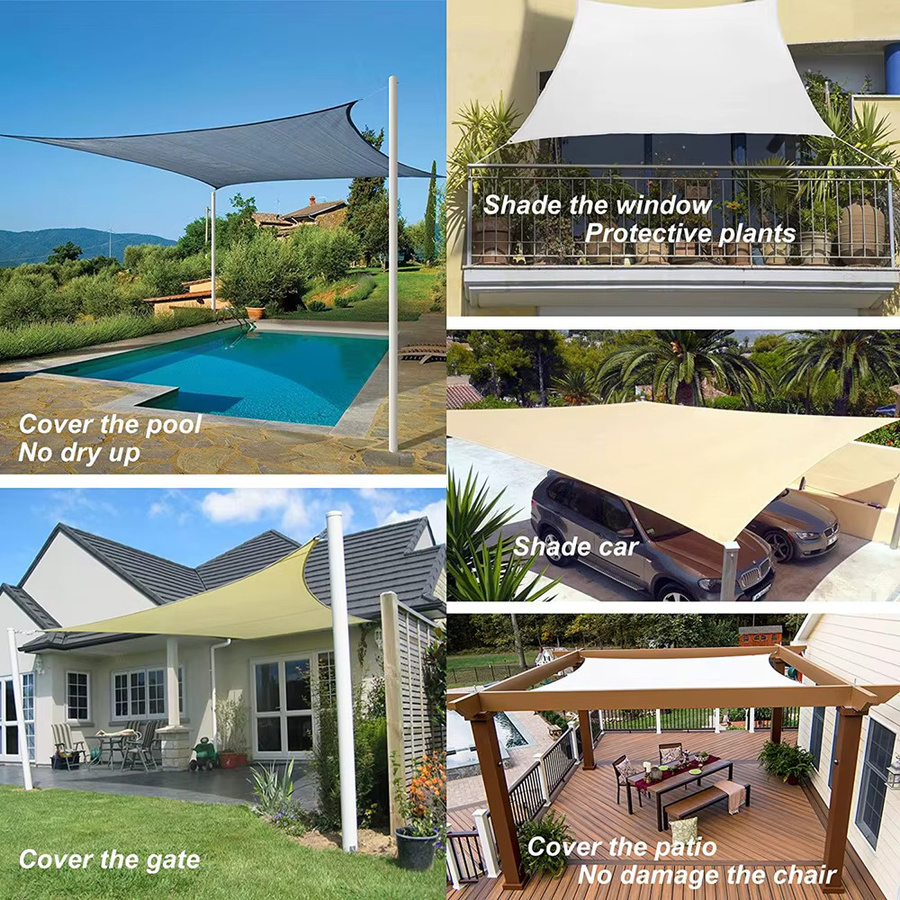 Wasserabweisendes Sonnensegel aus Polyester in Beige, rechteckig, B x T: 4 x 3 m mit 98 % UV-Schutz für deine Gartenterrasse oder deinen Pool - Bild 6
