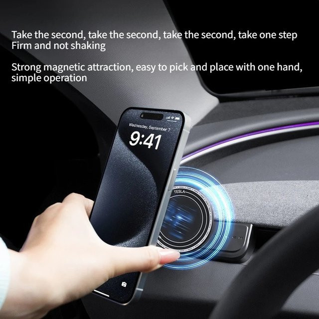 WayModGarge MagSafe Magnetische Telefonhalterung für Tesla Model Y Juniper und Model 3 2025 2026 in Schwarz - Bild 1