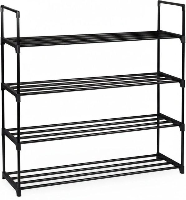 Relaxdays Schuhregal aus Metall in Schwarz mit 4 Ebenen und Stecksystem, B/H/T: 72 x 92 x 30 cm - Bild 1