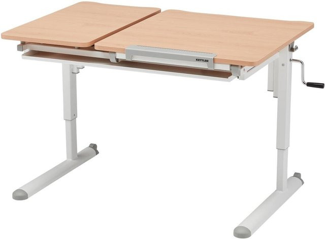 Kettler Kinderschreibtisch höhenverstellbar in Weiß und Buche mit Neigungstisch B/H/T: 110 x 72 x 54 cm - Bild 1